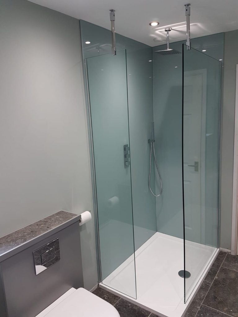 Walk in Shower with coloured glass