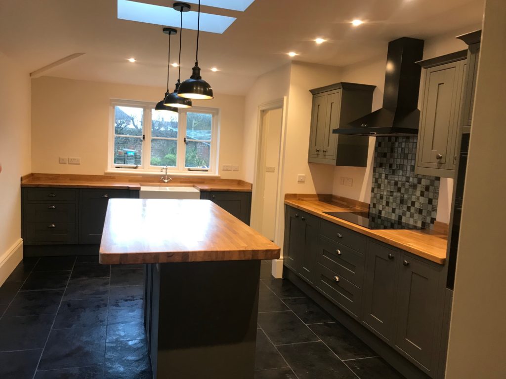 Magnet kitchen - solid oak worktop - slate floor